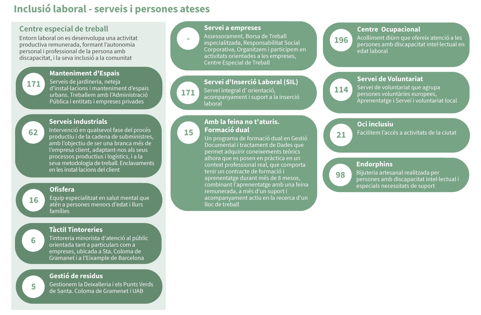 Inclusió laboral - serveis i persones ateses