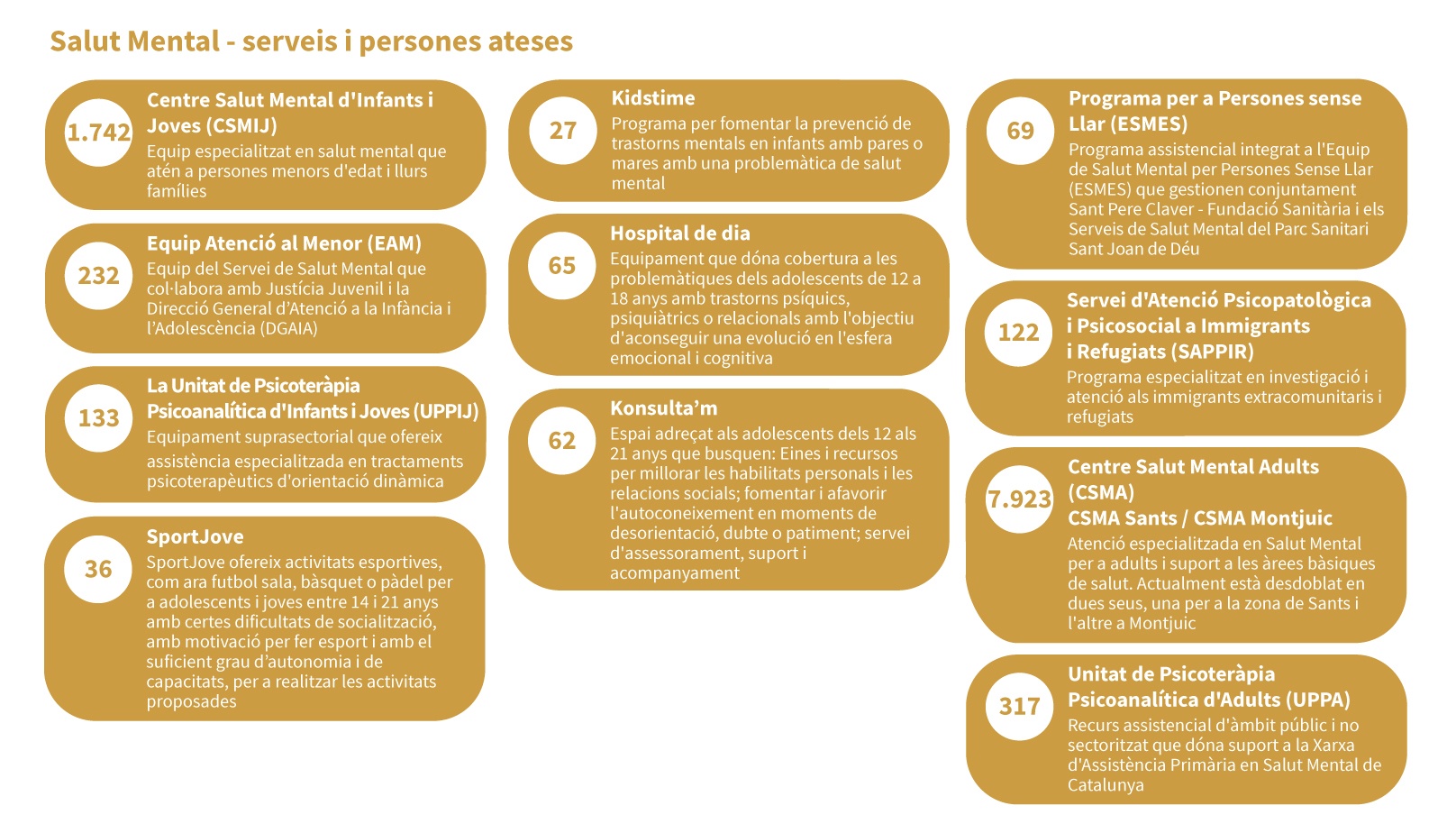 Salut Mental - serveis i persones atesos